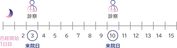 凍結融解胚移植(自然排卵周期)通院スケジュール